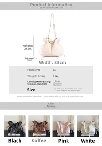Guide des dimensions et options de couleurs pour le sac seau élégant en cuir PU pour femme