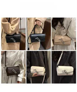 Détails du sac à bandoulière polyvalent en similicuir noir marron kaki et blanc crème