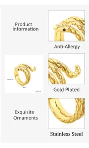 Detail specifications of gold plated stainless steel snake ring with size and weight info