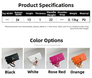 Detailed size chart and dimensions for the embossed PU leather envelope clutch bag