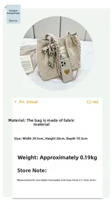 Vue détaillée du grand sac cabas beige à carreaux avec foulard et dimensions