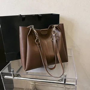 Women Fashion PU Leather Tote Bag Set With Chain Decoration Large Capacity Shoulder Bag For Daily Work Travel Casual Bag