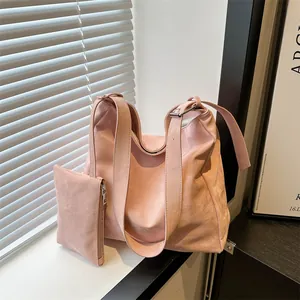 Borsa Tote in Pelle PU Minimalista Grande Capacità Con Astuccio per Donna Moda Stile Coreano Borsa a Tracolla Pendolare