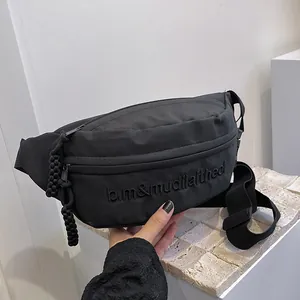 Fashion Nylon Chest Bag For Men Women Street Trend Waist Bag Casual Crossbody Bag Adjustable Strap Embroidery Travel Pack