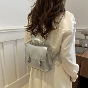 Vintage Women Mini Backpack Fashion PU Leather Handbag With Double Buckles Adjustable Strap For School Daily Commute