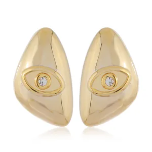 Minimalist gold octopus claw tassel earrings with crystal evil eye design for women