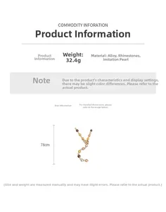 Detail specifications of leaf pendant pearl sweater necklace with weight and size info