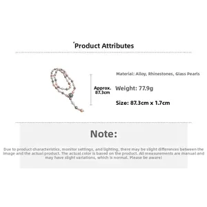 Detail specifications of multi-layer glass pearl necklace with floral rhinestone clasp