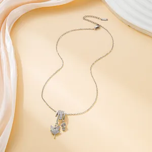 Sparkling fairy and astronaut pendant necklace with crystal accents for women and girls