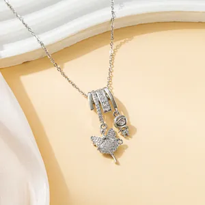 Sparkling fairy and astronaut pendant necklace with crystal accents for women and girls