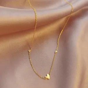 Collana Con Pendente A Cuore Minimalista In Acciaio Al Titanio Placcato Oro 18K Stile Francese Catena Da Clavicola Gioielli Da Donna