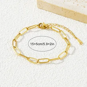 18K vergoldetes Armband aus Edelstahl mit Büroklammer-Design und verstellbarem Verschluss