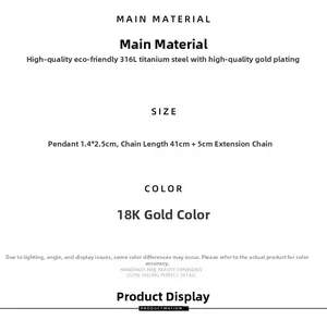 Detailed size and material specs for the 316L stainless steel bamboo necklace