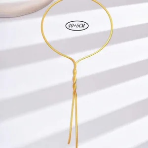 Golden titanium steel snake bone necklace with tassel pendant and 40+5cm chain