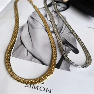 Polished gold and silver stainless steel Cuban link necklaces for a hip-hop style