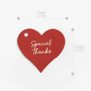 Red heart-shaped gift tags with gold Special Thanks text, size 5.5cm x 5.5cm with hole