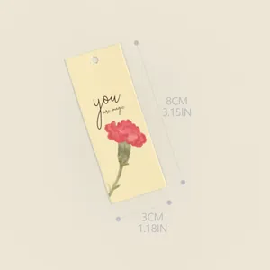 Hand-painted carnation gift tags measuring 8x3cm with you are magic text
