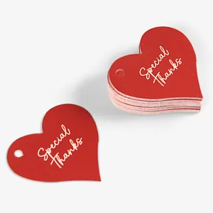 Red Heart Shape Gift Tags With Special Thanks Gold Text For Wedding Party Appreciation Cardboard Hanging Labels Decoration