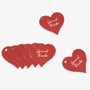 Red heart-shaped gift tags with Special Thanks print for wedding and party packaging
