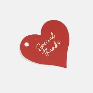 Red heart-shaped gift tags with golden Special Thanks text for luxury packaging