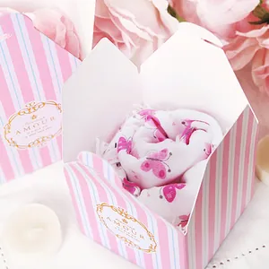 Elegant striped gift box with gold foil accents for scarves and baby accessories