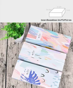 Detailed view of macaron colored gift boxes with inner dimensions of 22.3x7.5x3.9cm