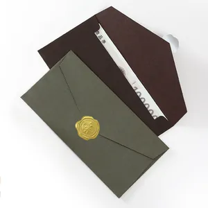 Retro envelopes set with 3D embossed gold rose wax seal stickers and premium paper texture