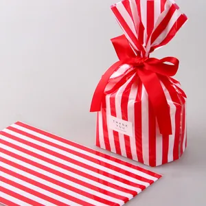 Red and white striped PP food packaging bags for baking, candy, and gift wrapping