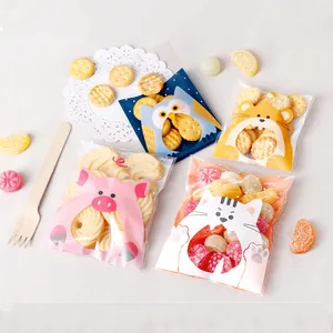 Bolsas De Plástico Para Empaque De Alimentos Con Animales De Dibujos Animados Autocierre Para Galletas Dulces Regalo Fiesta