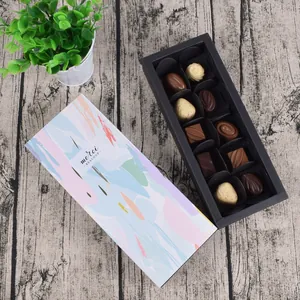 Artistic watercolor gift box with 10 assorted chocolates and merci beaucoup greeting