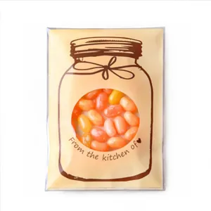 Sachets alimentaires à motif de bocal avec fenêtre ronde pour emballage de bonbons