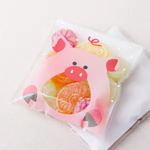 Bolsa linda con diseño de cerdito rosa para empaque de galletas y caramelos