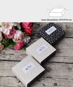 Detail of square drawer gift box dimensions showing 7.5x7.5x3.9cm inner diameter size