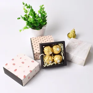 Quadratische Geschenkbox mit Marmormuster und Schublade für Pralinen und Gebäck