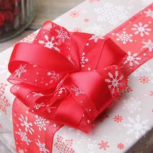 Nastro in Organza Natalizio con Motivo a Fiocchi di Neve Nastro per Confezioni Regalo Scatola Torta Decorazione Feste DIY