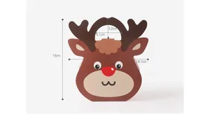 Dimensioni dettagliate del sacchetto regalo renna di Natale 19 cm con misure dei manici