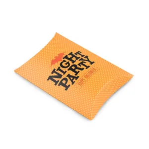 Detail of orange Halloween pillow gift box with Night Party and Happy Halloween print