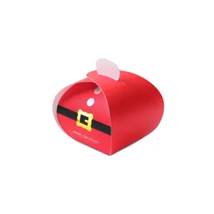 Scatola regalo tonda rossa costume Babbo Natale con motivo cintura per dolci natalizi