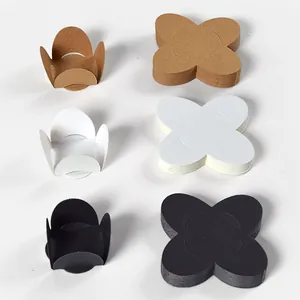 Foldable paper chocolate liners in black, white, and kraft brown for Valentine packaging
