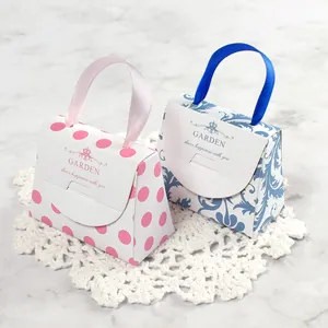 Mini Boîte Cadeau en Papier Forme Sac à Main Avec Poignée Ruban Satin Elégante Petite Boîte Emballage Rouge à Lèvres Boîte Cadeau Mariage pour Bonbons Bijoux