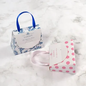 Mini boîtes cadeaux en forme de sac à main en bleu et rose pour bijoux ou rouge à lèvres