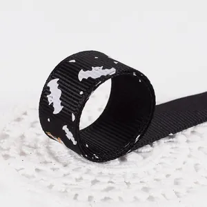 Halloween Grosgrain Ribbon Polyester Printed Bat Ghost Pumpkin Skull Patterns For Gift Wrapping DIY Craft Party Decor