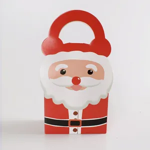Caja de caramelos de Papá Noel roja con asa para regalos de Navidad festivos
