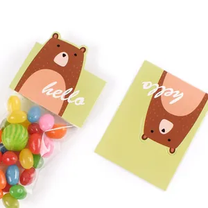 Süßes Bären-Geschenkset mit Klarsichtbeuteln für Süßigkeiten und Cartoon-Karten mit Text