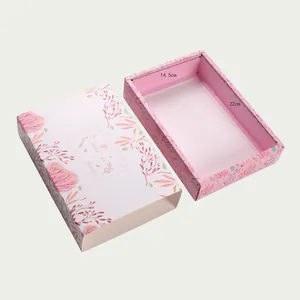 Detail of pink floral gift box with 'A world full of flowers' text and 22x14.5cm inner tray