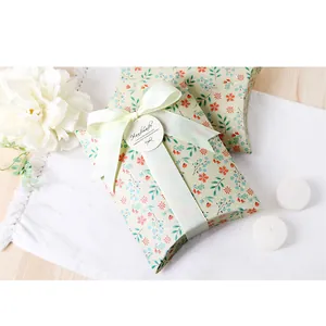 Kleine Papier Kissen Geschenkbox Mit Band Für Schmuck Verpackung Süßigkeiten Schal Pastorellen Stil Hochzeit Party Box