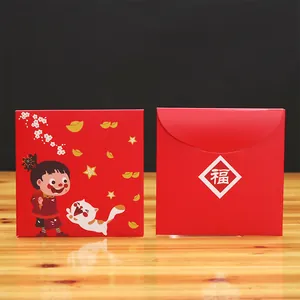 Enveloppes Rouges du Nouvel An Chinois Personnages de Dessins Animés Fu Pochettes d'Argent pour la Fête du Printemps Mariage