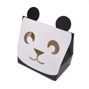 Cute panda shape folding paper candy box made of premium white cardstock with die-cut design