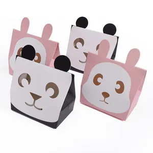 Cartoon animal gift boxes with bear and bunny designs for candy and cookie packaging