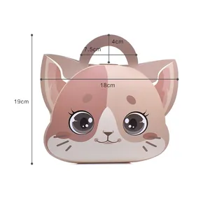 Cat shaped gift box dimensions 19cm height and 18cm width with integrated handles